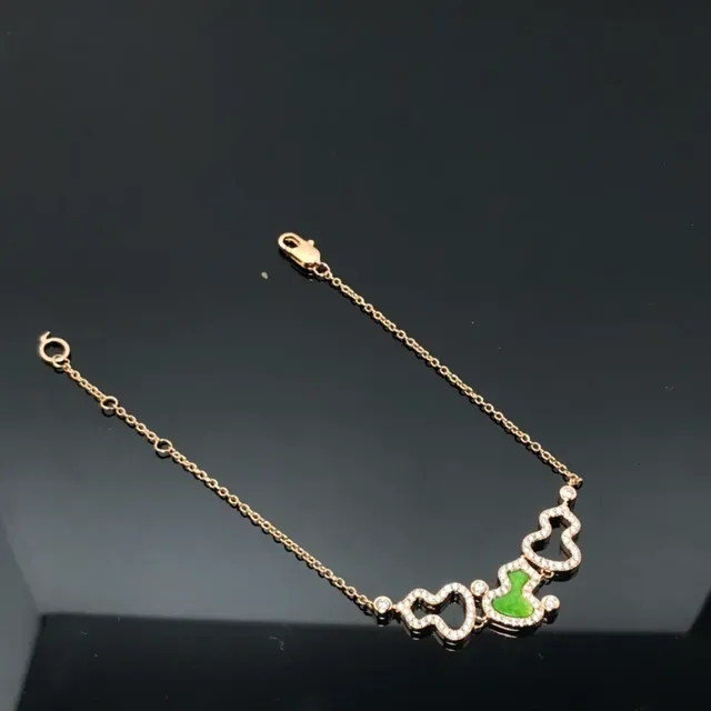 Gold-Tone Triple Gourd Motif Pavé Stone Necklace 5