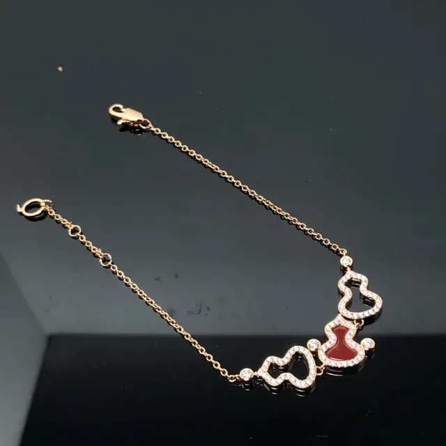 Gold-Tone Triple Gourd Motif Pavé Stone Necklace 6