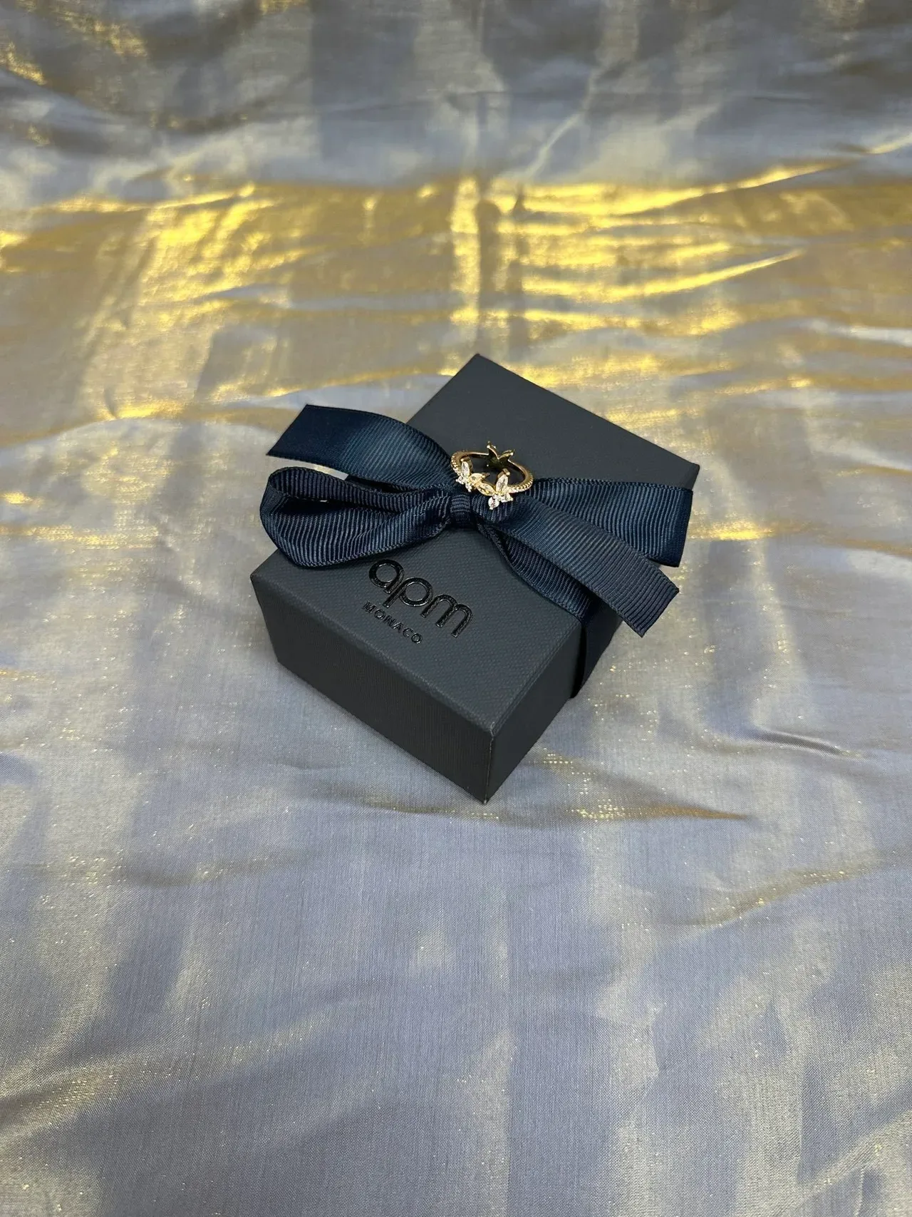 Gold-Toned Crystal Butterfly Motif Ring 6