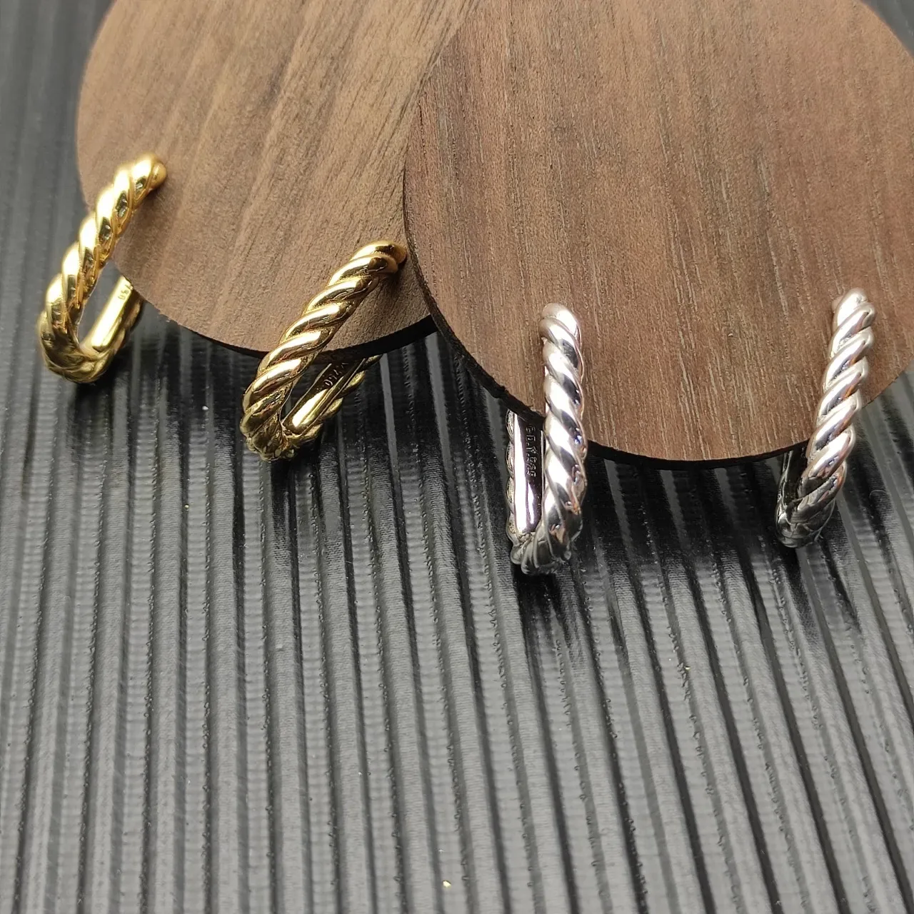Gold Twisted Rope Hoop Earrings 4