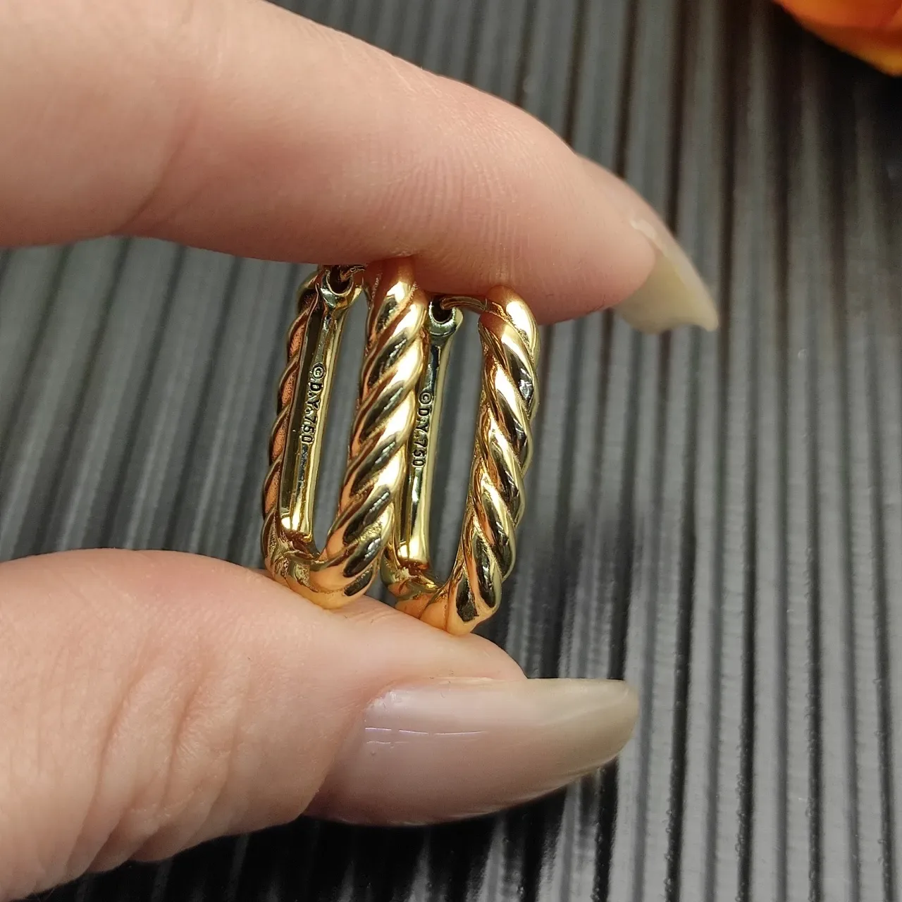 Gold Twisted Rope Hoop Earrings 7