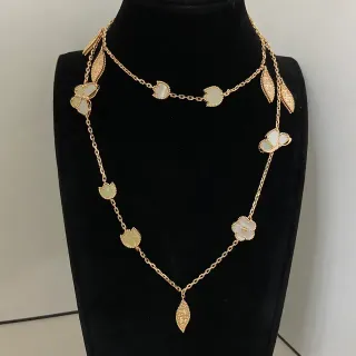 Colar Corrente Ouro Branco Pingente Madrepérola Floral