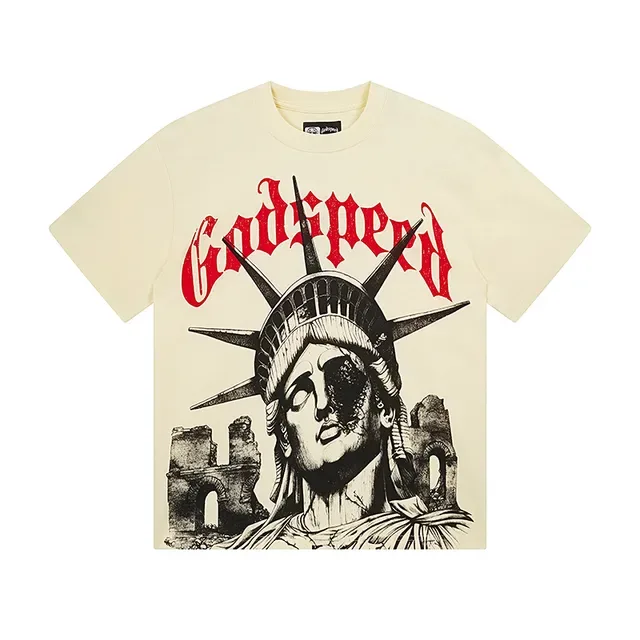 Graphic-Print Distressed Statue of Liberty Motif T-Shirt 2