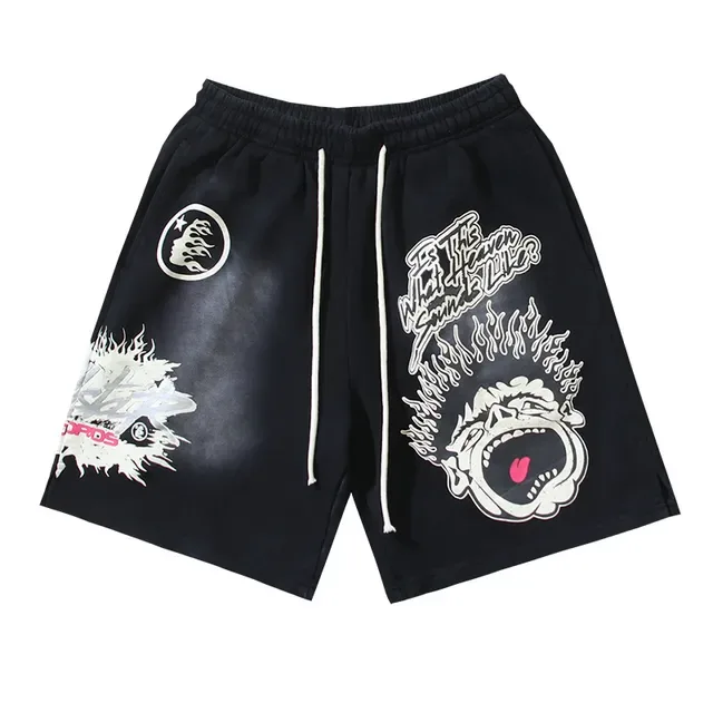 Graphic-Print Drawstring-Waist Oversized Shorts 2