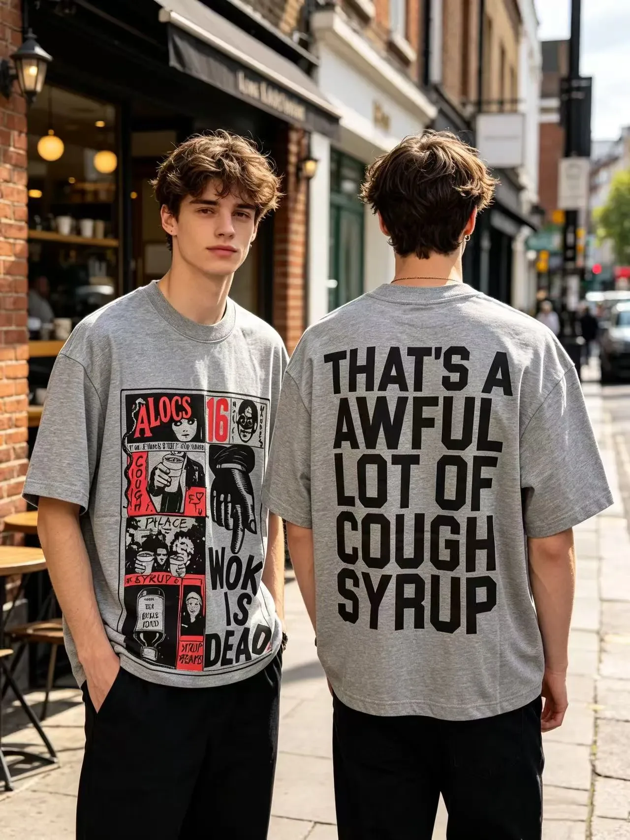 Graphic Print Oversized Crewneck T-Shirt 9