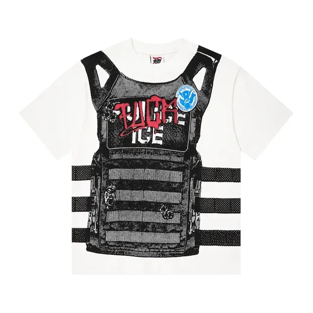 Graphic-Print Oversized Tactical Vest Motif T-Shirt 4