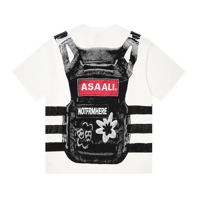 Graphic-Print Oversized Tactical Vest Motif T-Shirt 5