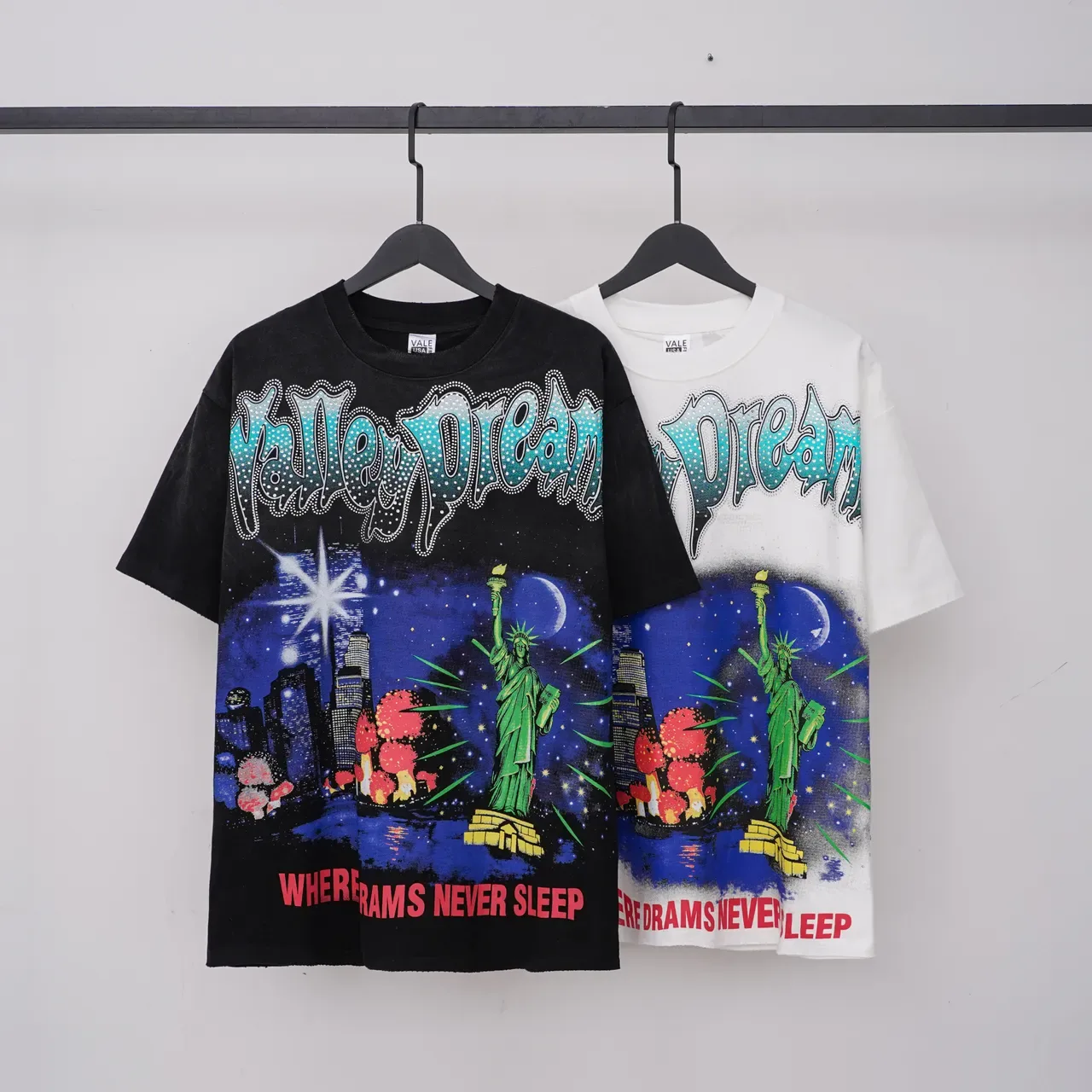 Graphic Print Rhinestone Typography Oversized T-Shirt 6