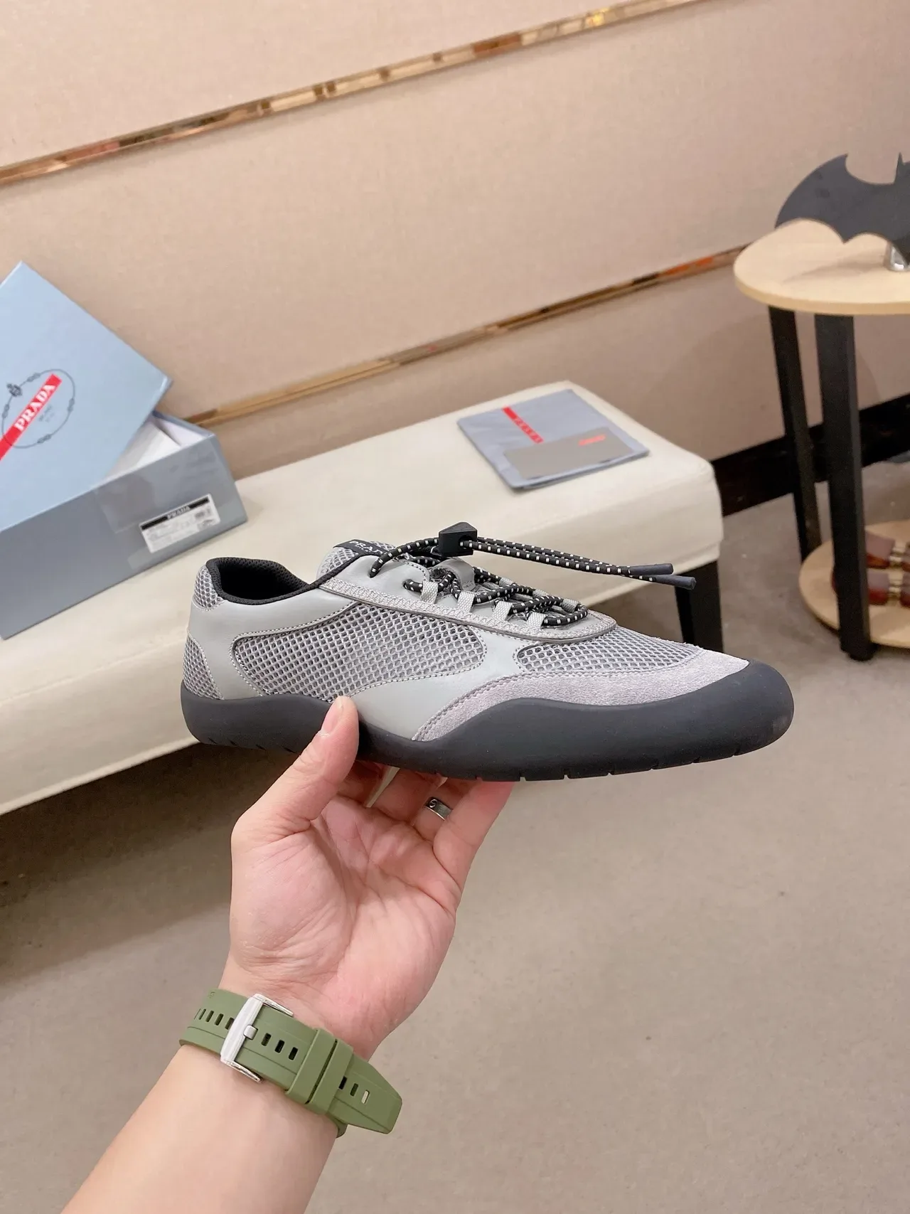 Gray and Black Mesh Suede Lifestyle Sneaker 4