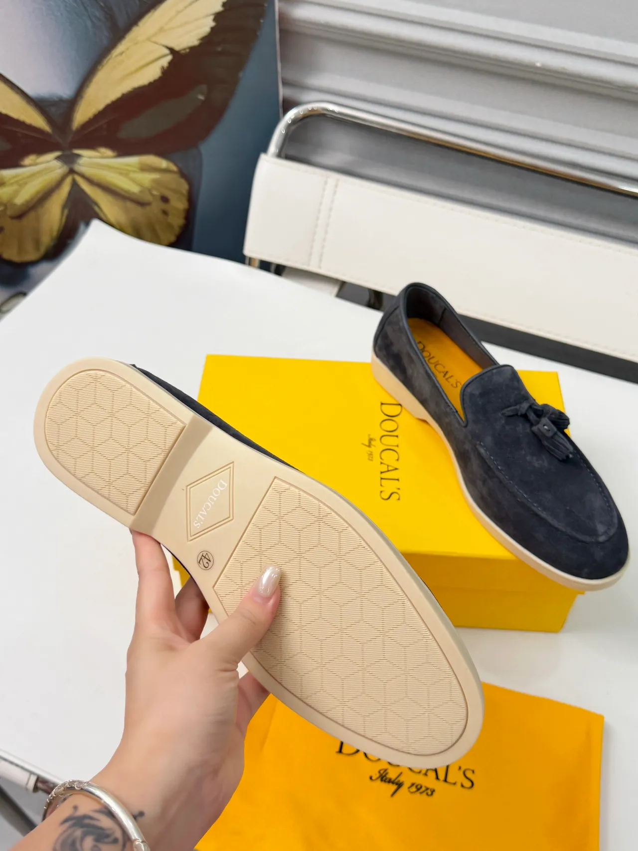 Gray Beige Tassel Detail Suede Upper Loafer 2