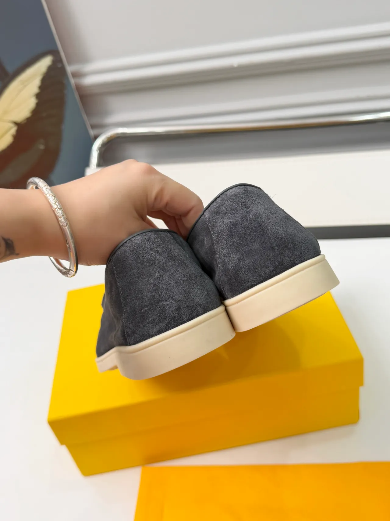 Gray Beige Tassel Detail Suede Upper Loafer 3