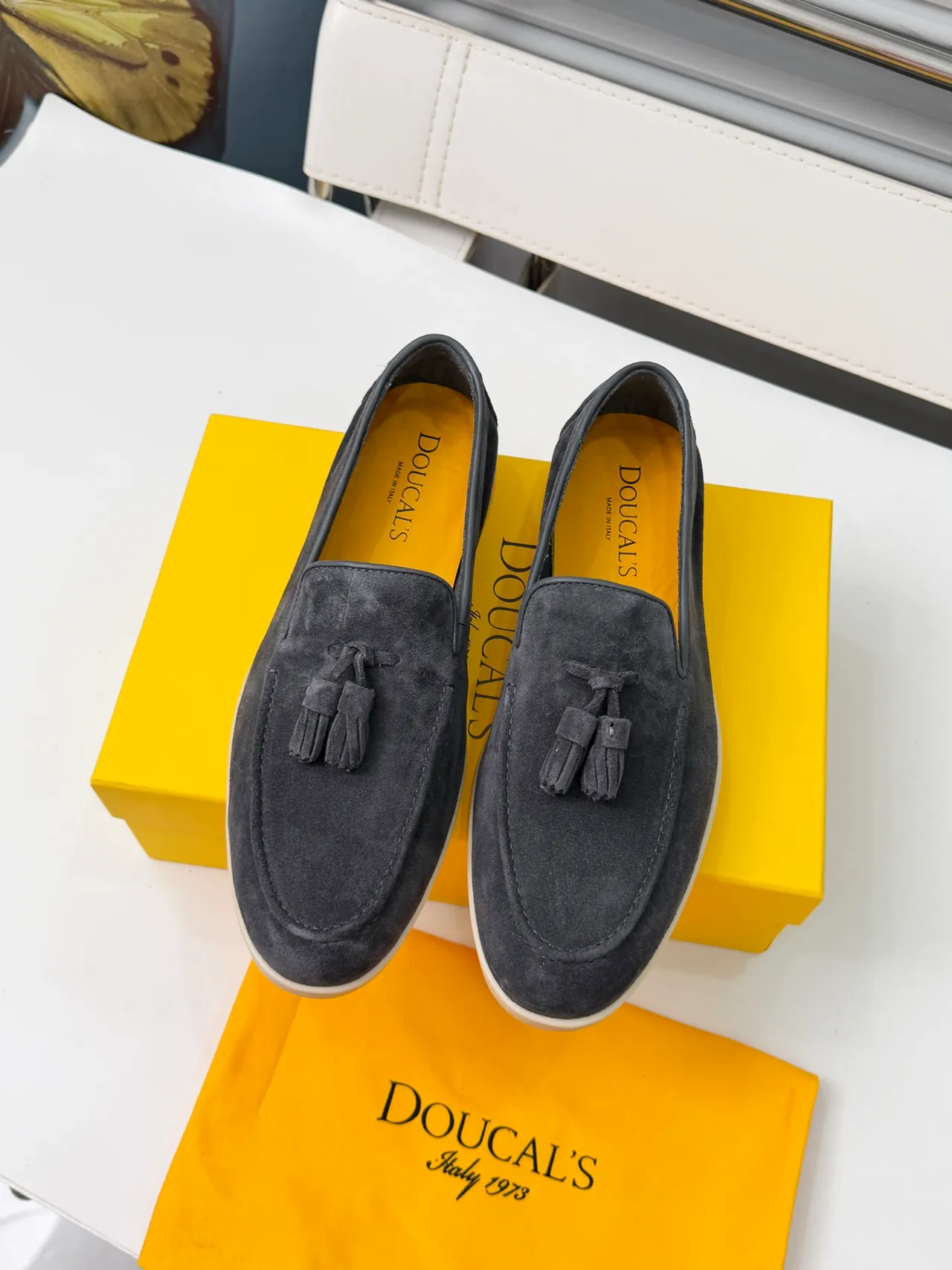 Gray Beige Tassel Detail Suede Upper Loafer 5