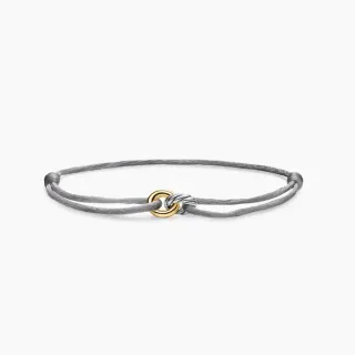 Pulsera de Anillo de Metal de Dos Tonos Gris y Dorado con Cordón