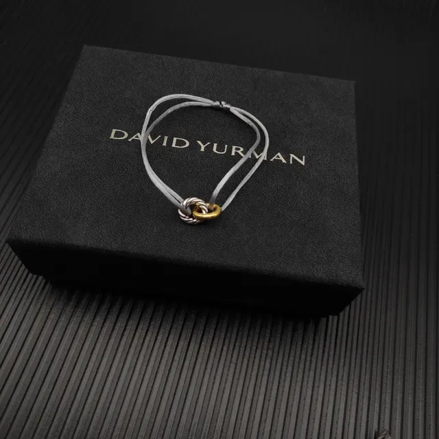 Gray Gold Cord-Wrapped Dual-Tone Metal Ring Bracelet 5