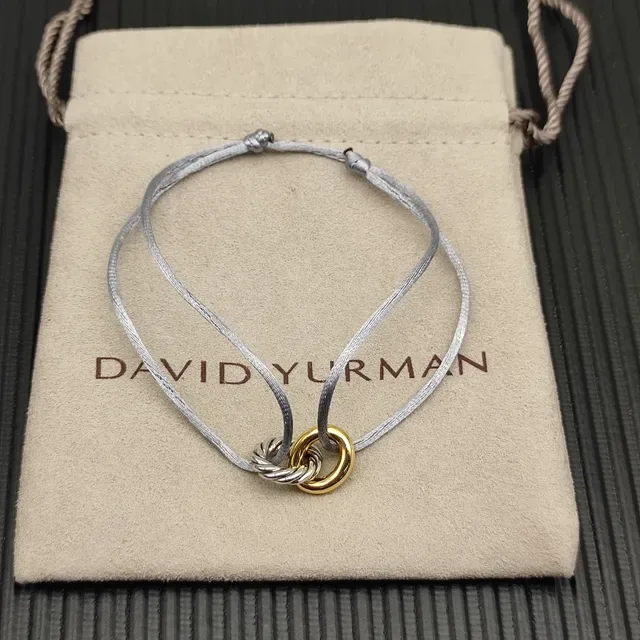Gray Gold Cord-Wrapped Dual-Tone Metal Ring Bracelet 9