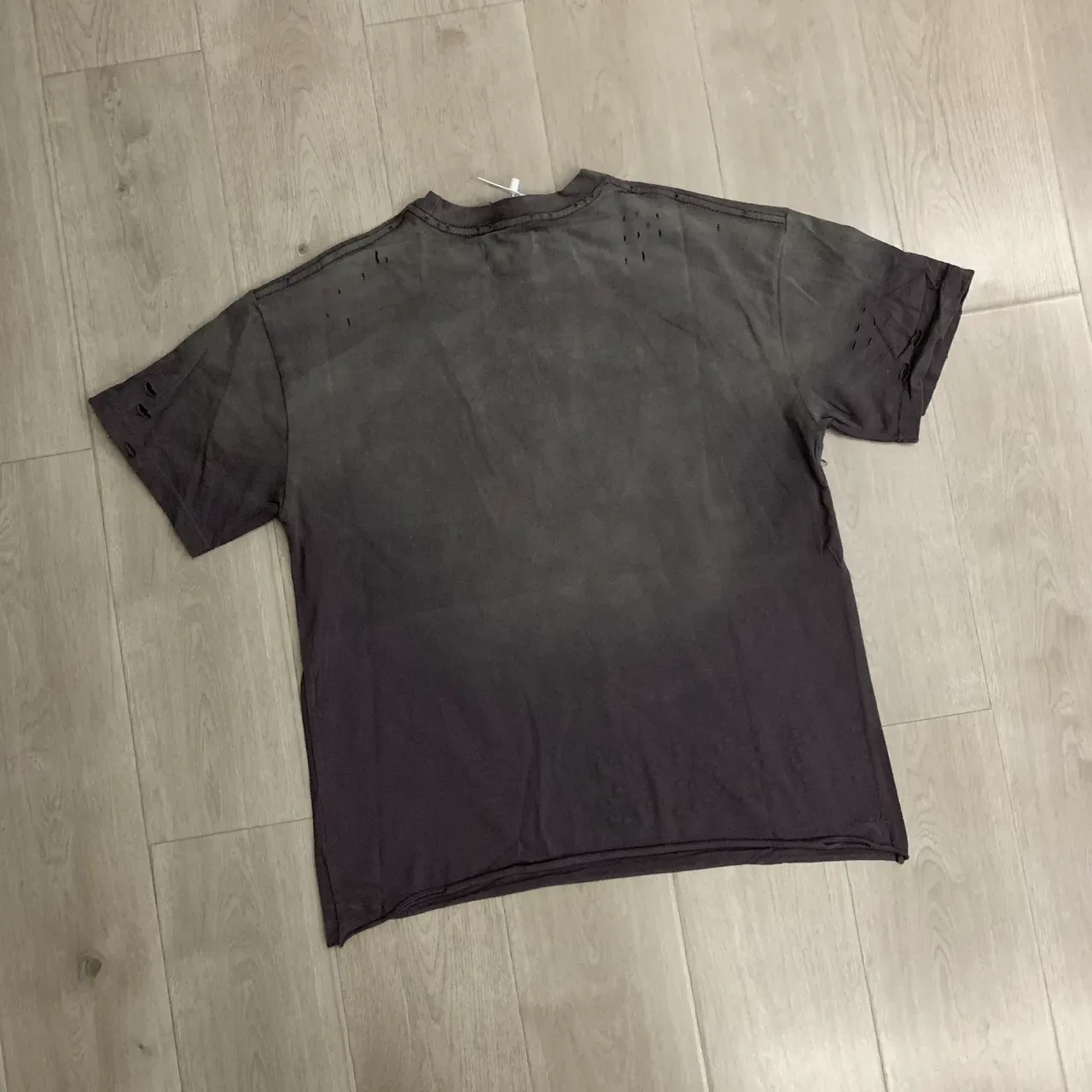 Gray Gold Distressed Graphic-Print T-Shirt 3