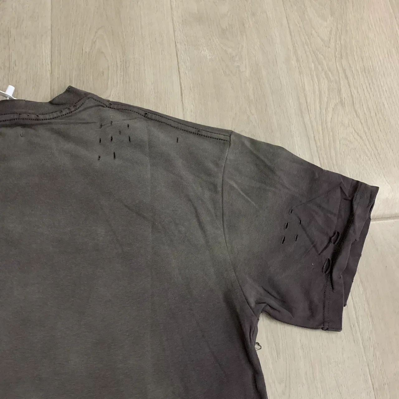 Gray Gold Distressed Graphic-Print T-Shirt 4