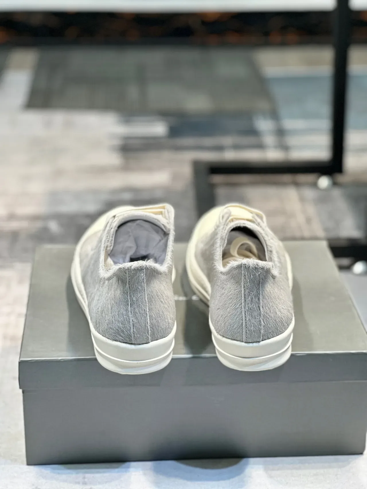 Gray Hair-On-Hide Upper Off-White Platform Low-Top Sneaker 2