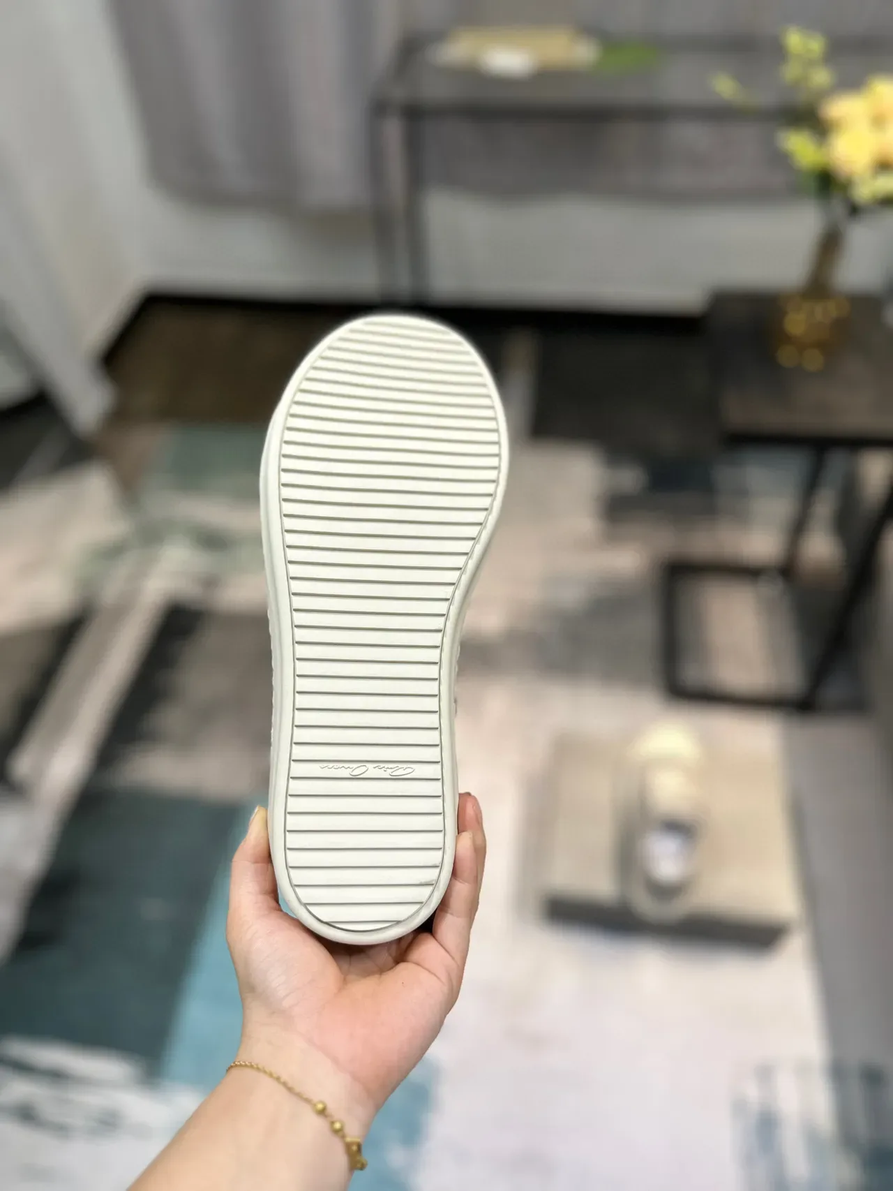 Gray Hair-On-Hide Upper Off-White Platform Low-Top Sneaker 9