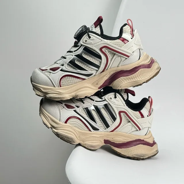 Gray Red Oversized Sole Layered Synthetic Overlays Chunky Sneakers 5