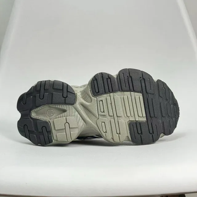 Gray Red Oversized Sole Layered Synthetic Overlays Chunky Sneakers 11