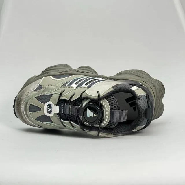 Gray Red Oversized Sole Layered Synthetic Overlays Chunky Sneakers 12