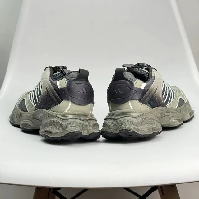 Gray Red Oversized Sole Layered Synthetic Overlays Chunky Sneakers 14