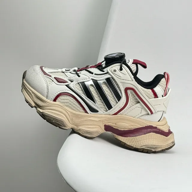 Gray Red Oversized Sole Layered Synthetic Overlays Chunky Sneakers 18