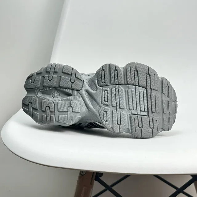 Gray Red Oversized Sole Layered Synthetic Overlays Chunky Sneakers 22