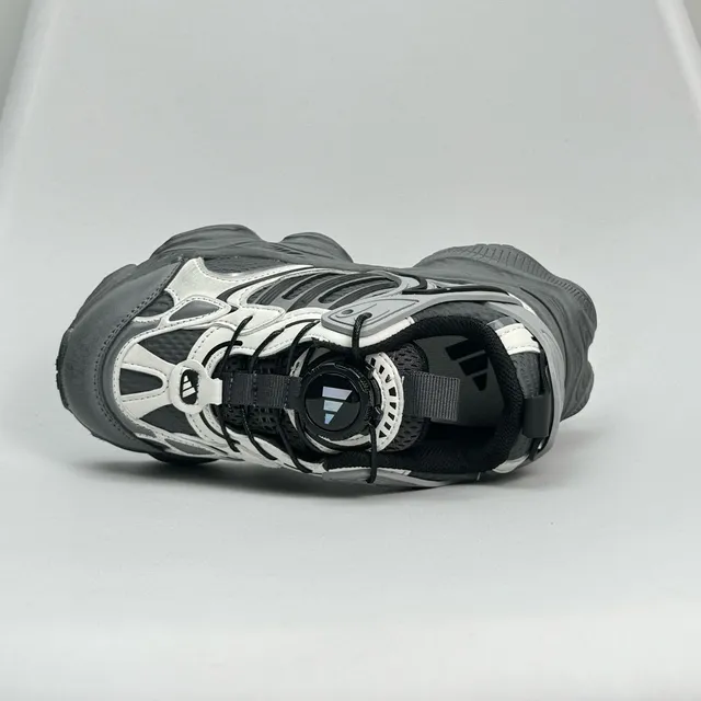 Gray Red Oversized Sole Layered Synthetic Overlays Chunky Sneakers 24