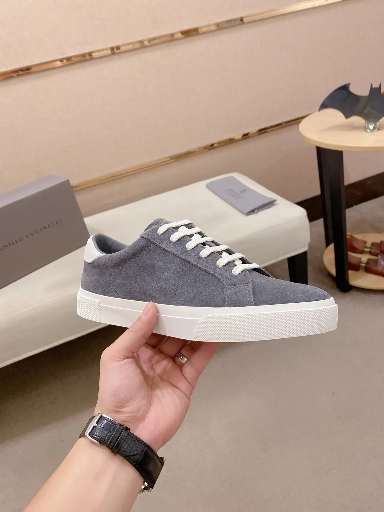 Gray Suede Low-Top Lace-Up Sneaker 4