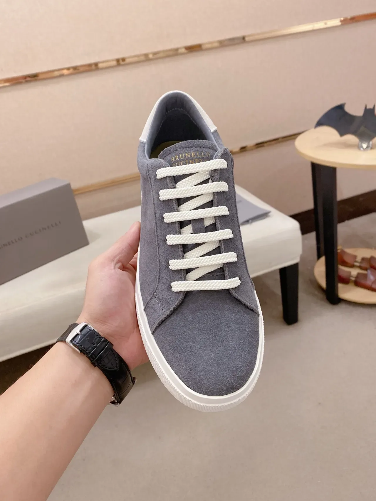 Gray Suede Low-Top Lace-Up Sneaker 5