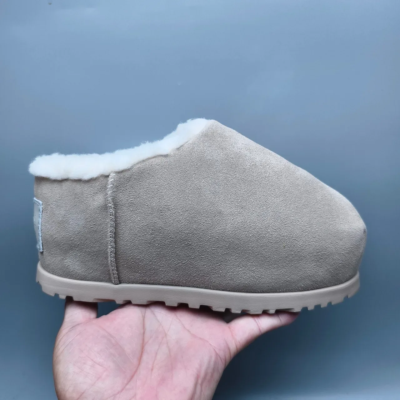 Gray Suede Shearling-Lined Slip-On Casual Shoe 2