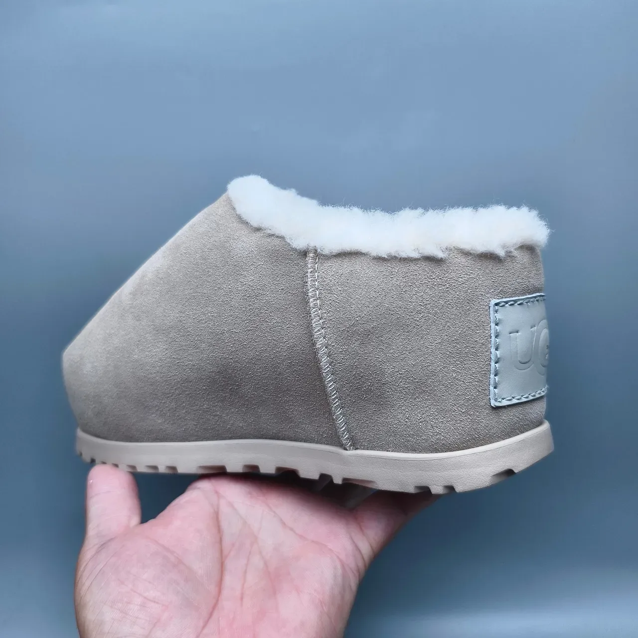 Gray Suede Shearling-Lined Slip-On Casual Shoe 4