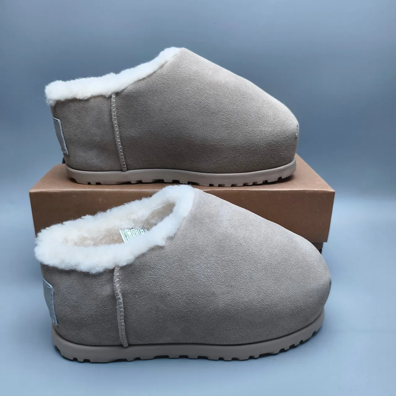 Gray Suede Shearling-Lined Slip-On Casual Shoe 5