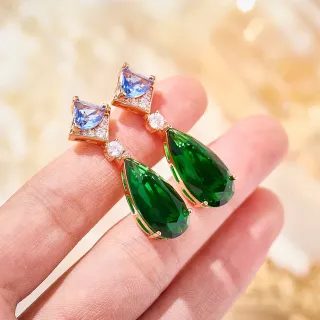 Green and Blue Multi-Stone Drop Earrings