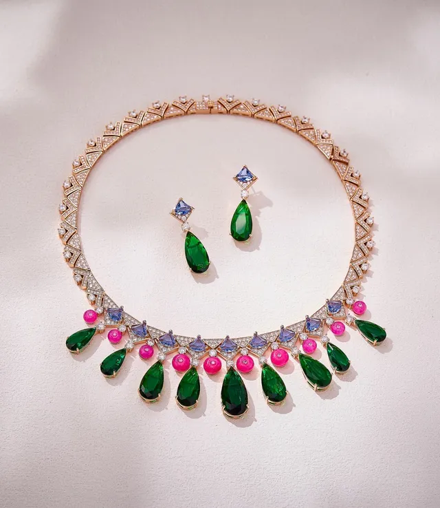 Green and Blue Multi-Stone Drop Earrings 3