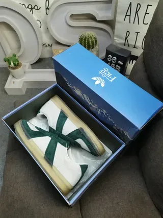 Green and White Suede Panel Sneakers 3
