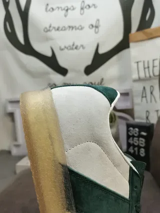 Green and White Suede Panel Sneakers 4
