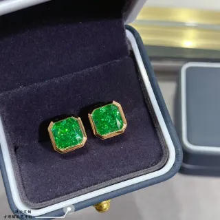 Green Gold Square-Cut Gemstone Earrings