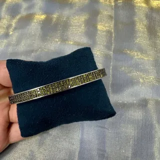 سوار كوف مستطيل بيجوفي أخضر فضي