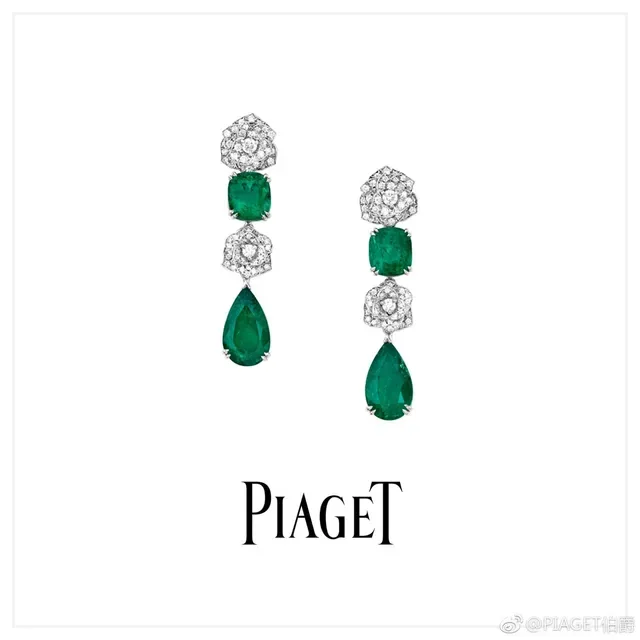 Green Square and Teardrop Gemstone Floral Motif Dangle Earrings 3
