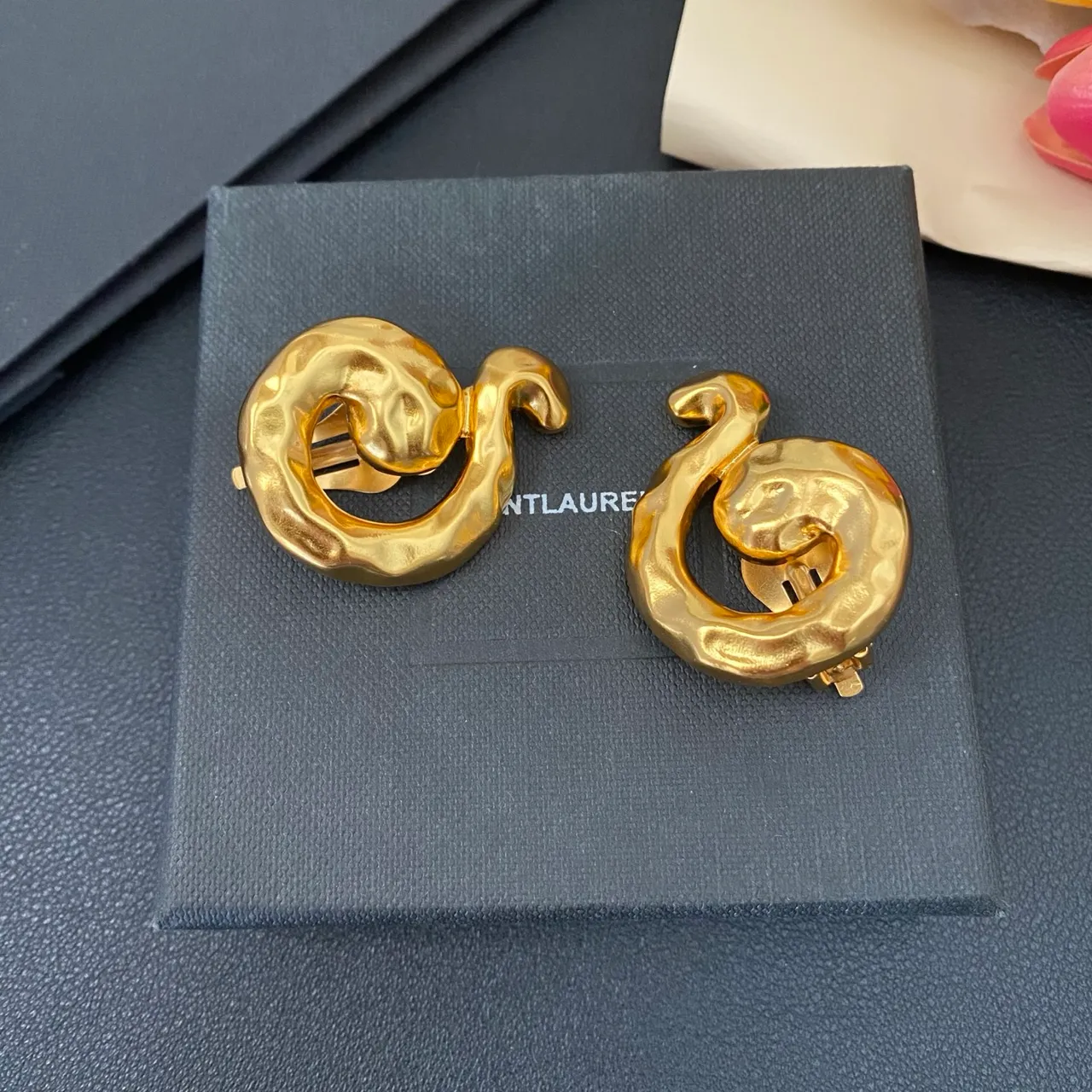 Hammered Gold Swirl Sculptural Clip Earrings 6