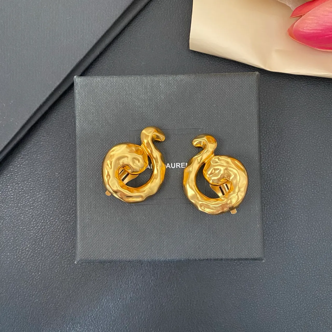 Hammered Gold Swirl Sculptural Clip Earrings 7