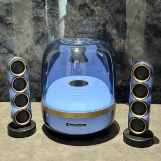 harman/kardon Blue Gold Transparent Dome Enclosure Illuminated Concentric-Ring Driver Portable Speaker