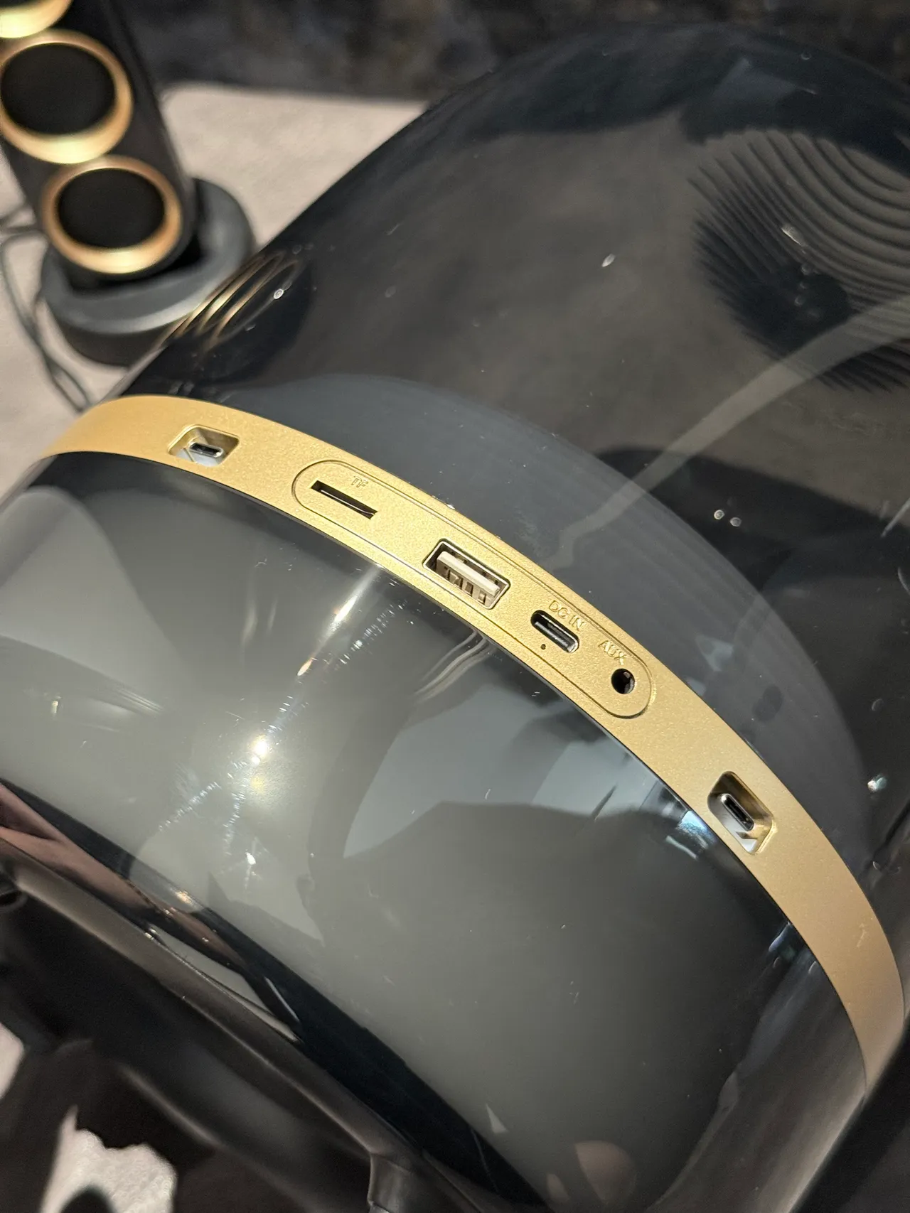 harman/kardon Blue Gold Transparent Dome Enclosure Illuminated Concentric-Ring Driver Portable Speaker 10