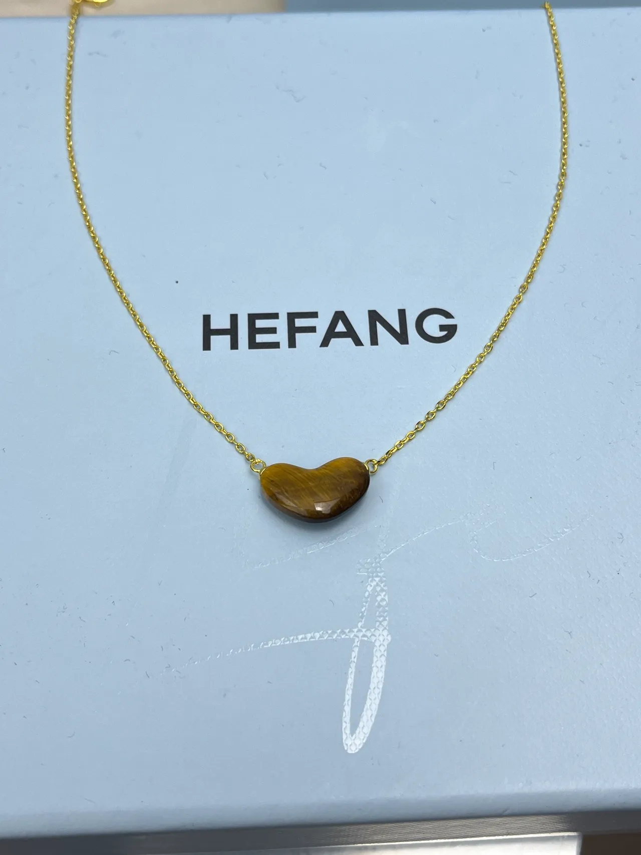 HEFANG Heart-Shaped Tiger's Eye Pendant Necklace 6