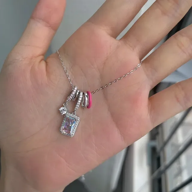 HEFANG Multi-Charm Enamel and Crystal Pendant Necklace 3
