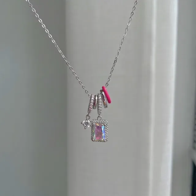 HEFANG Multi-Charm Enamel and Crystal Pendant Necklace 4