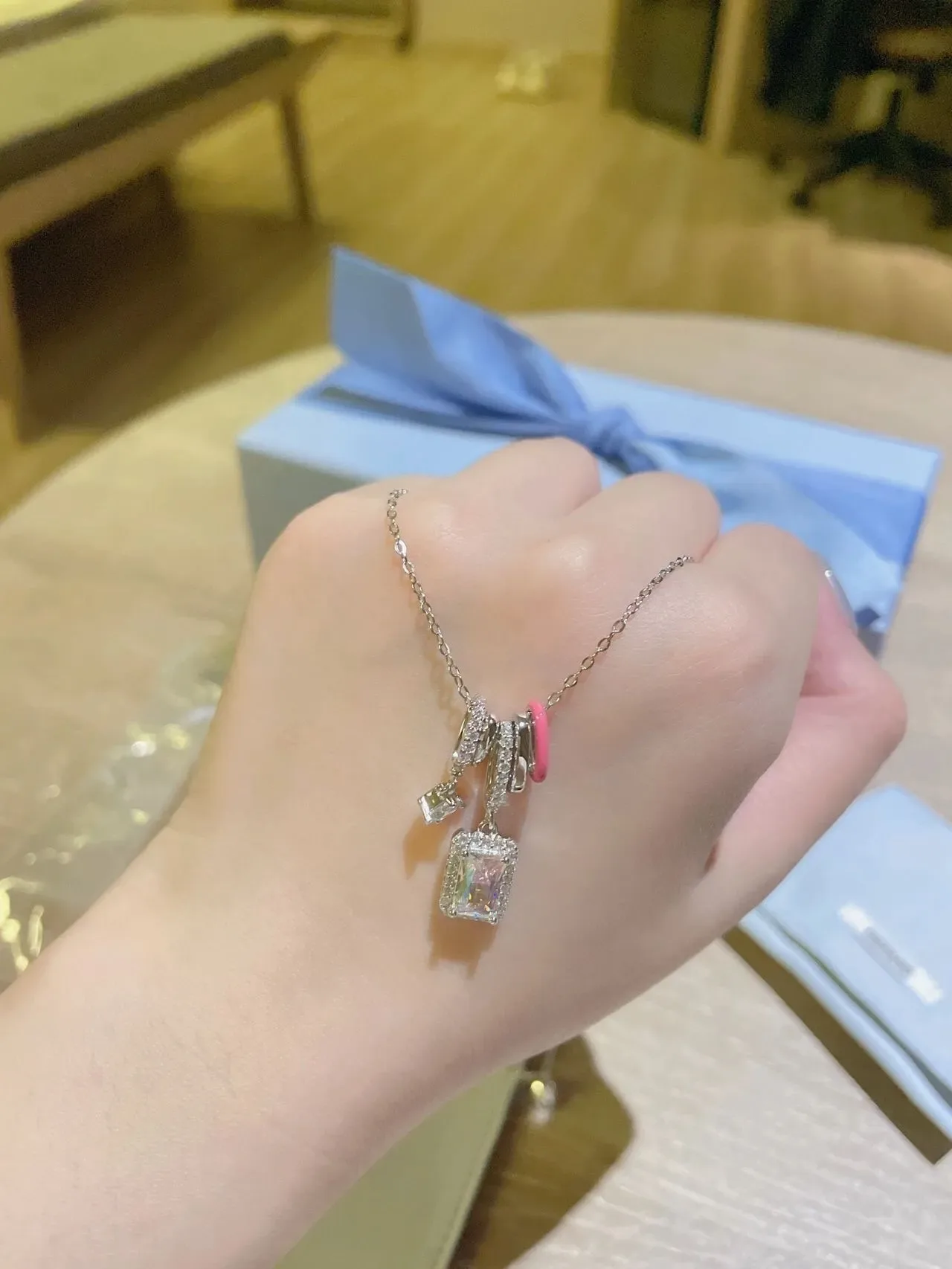 HEFANG Multi-Charm Enamel and Crystal Pendant Necklace 6